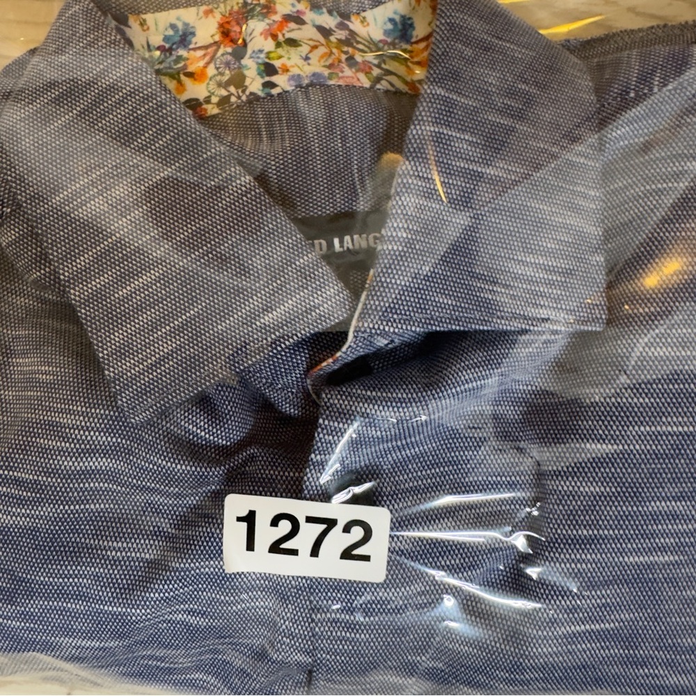 Jared Lang Men's Blue‎ Long Sleeve Button-Up Shirt Size Small - Picture 11 of 11